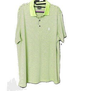 Men's Izod Golf Polo Size XL TG Green With Black & White Strips